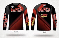 a long - sleeved jersey with the word wrd on it